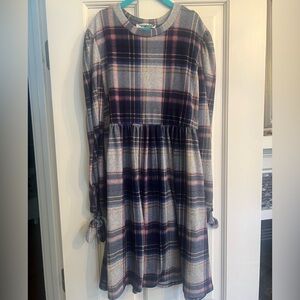 Plaid Knit Works Dress Girls Medium